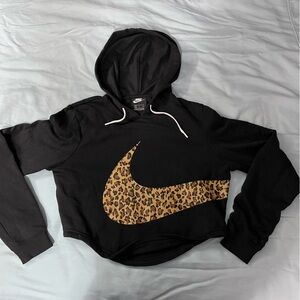 Black Nikes hoodie with cheetah print
